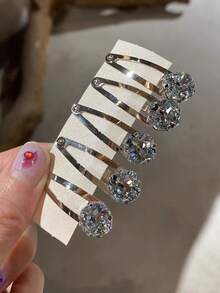 1pc Crystal Zirconia Crystal BB Clip, Hollow Hair Clip, Autumn/Winter Hair Accessory, Claw Clips, Hair Claws, Hair Slide, Hair Barrettes