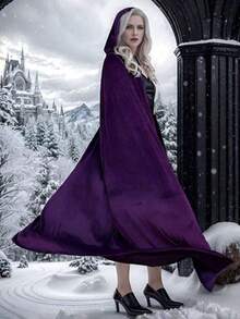 Capa de terciopelo de bruja para mujer, capa con capucha de Halloween, bata de fiesta de reina, adecuada para Halloween, bruja, diablo, vampiro, accesorios de disfraz medieval del Renacimiento