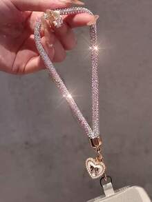 奢华水钻手机挂绳、腕带配件、短款别致蝴蝶和心形吊坠手链 - 彩色 - 查看 4