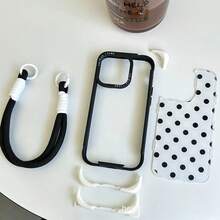 【新たに登場したもの】4コーナーアーマー ファッションカラーブロック水玉デザイン 耐衝撃 i Phone  air 17 17pro 17pro max 16 Pro Max 15 14 Pro 13 対応 ソフトバックカバー 1枚組 保護ケース スマホアクセサリー レトロ風スプレーペイント仕上げ 頑丈な角保護 スマートフォンオーナー向け おしゃれ愛好家向け - ホワイト - チェックする 7