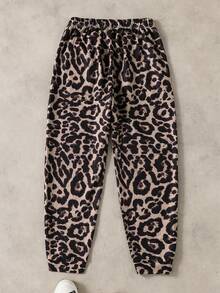 1pc Boys' Casual Minimalist Leopard Print Drawstring Sweatpants, Suitable For Sports And Daily Wear, Spring/Summer - Multicolor - View 3