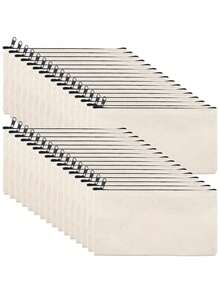 10/20PCS Blank Canvas Zipper Pouch Bulk, Makeup Bag Pencil Case For Cosmetic & DIY Crafts,Independence Day, Stationery,Back To School - White - View 12
