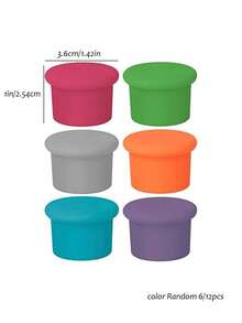 6/12 pièces Bouchon de vin en silicone aléatoire, bouchon de liège de rechange, bouteille de vin scellée, bouchon de bouteille de bière réutilisable, récipient de stockage de vin, cadeau de vin, facile à nettoyer, bouchon de bouteille étanche, support, bouchon de bouteille de boisson gazeuse scellée, accessoires de bar