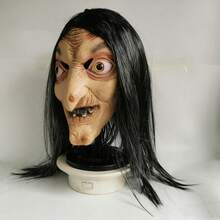 1pc Scary Old Witch Mask - Horror Role Play Costume, Latex Lady Mask, Old Witch Outfit, Everyday Cosplay Prop