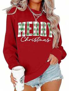 Merry Christmas Sweatshirt For Women - Christmas Pullover Sweatshirts Xmas Holiday Casual Long Sleeve Shirts Tops-Unisex Women & Men's Festival Daily Wear-Autumn/Winter New Arrival: Long-Sleeve Hooded Sweatshirt For Men And Women-F91 - 紅色 3 - 查看 1