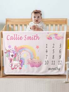 Pătură personalizată pentru momente importante pentru bebeluși, pătură lunară pentru momente importante pentru bebeluși cu tematică de desene animate, pătură sport pentru creșă pentru bebeluși, pătură pentru vârsta bebelușului, pătură calendar pentru bebeluși, pătură cu fotografii pentru bebeluși cu tematică de desene animate - Multicolor - Vizualizare 4