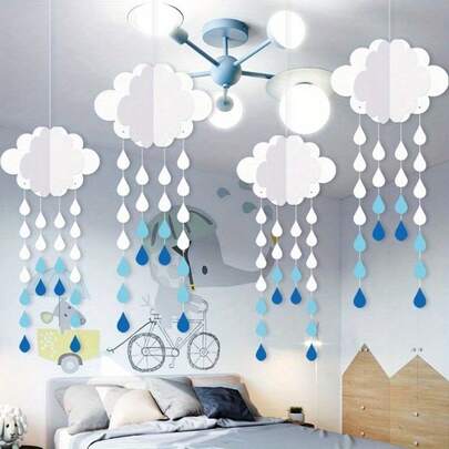 3 Piecesset Of 3D Cloud Pendants, Handmade Three-Dimensional Cloud Ornaments, Ceiling Decorations, Suitable For Small And Medium-Sized DIY Wedding Parties, Birthday Parties And Cloud-Themed Events, Paper Cloud Pendants For Celebration Decorations