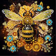 1pc Fancy Flower Golden Bee Diamond Painting Set, DIY Handicraft, Partially Inlaid With Irregular Diamonds, Can Be Completed Independently Or Given As A Handmade Gift To Family And Friends, Suitable For Home Decoration Artworks Such As Living Rooms, Bedrooms, And Study Rooms - 彩色 - 查看 7