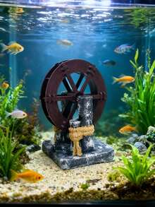 1pc Air-Powered Rotating Windmill Water Wheel Aquarium Decoration, Connects To Air Pump For Oxygenation & Landscaping, Suitable For Freshwater Tank, Grass Tank, Beginner Fish Tank Aquascape Decor