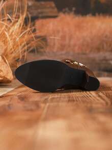 Women's High Heel Ankle Boots, Leather Buckle Slim Boots, Pointed Toe Elegant Sweet Spring Autumn Winter New European And American Style High Heel Side Zipper Round Toe Versatile White Boots Chunky Heel High Heels