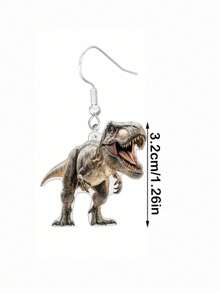 925 Silver 2D Flat, 1 Pair Of Cute And Charming Cartoon Dinosaurs, Earrings Pendant Earrings, Suitable For Women's Christmas Clothing, Christmas Gifts, Women's Autumn And Winter Jewelry, Fashionable Pendant Earrings - Autumn Design, Stainless Steel Hooks, Very Suitable For Thanksgiving And Holiday Shoppers