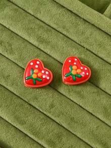 1/5/8/10 件多色多巴胺心形波尔卡圆点手绘玻璃珠，适用于 DIY 项链、手链、耳环、钥匙扣、手机挂绳，男女通用