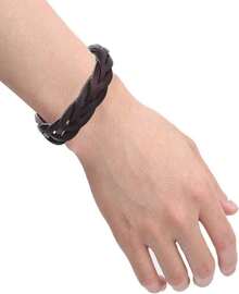 CCBFY Genuine Leather Bracelet Braided Sporty Wide Wristband Punk Jewelry For Men Women - MàuC - Xem 5