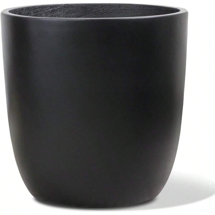 Concrete Planter Outdoor Indoor Large Cement Plant Pots For Trees Flowers Black 18 Inch - Black - View 1