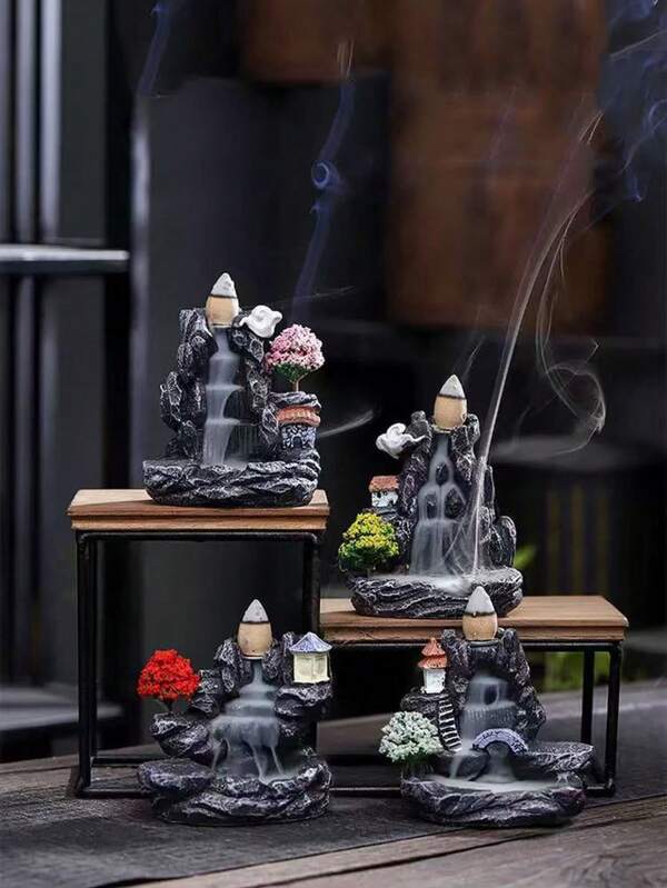 1 Resin Process Reverse Flow Incense Burner, Reverse Flow Incense Holder, Waterfall Incense Burner, Home Decoration, Aromatherapy Decoration, Incense Cone With Reverse Flow Incense Cone