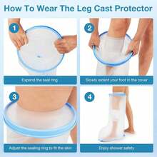 Waterproof Wide Leg Cast Cover Shower Adults, Large Leg Shower Cover With Non-Slip Bottom, Watertight Foot Protector Plus Size Adults Surgery Shower Boot