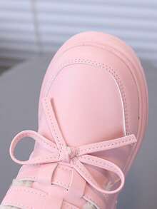 儿童保暖内衬踝靴，2025秋冬新款蝴蝶结软底防滑小女孩靴子，圆头百搭皮革保暖厚底平底靴 - 粉色 - 查看 7