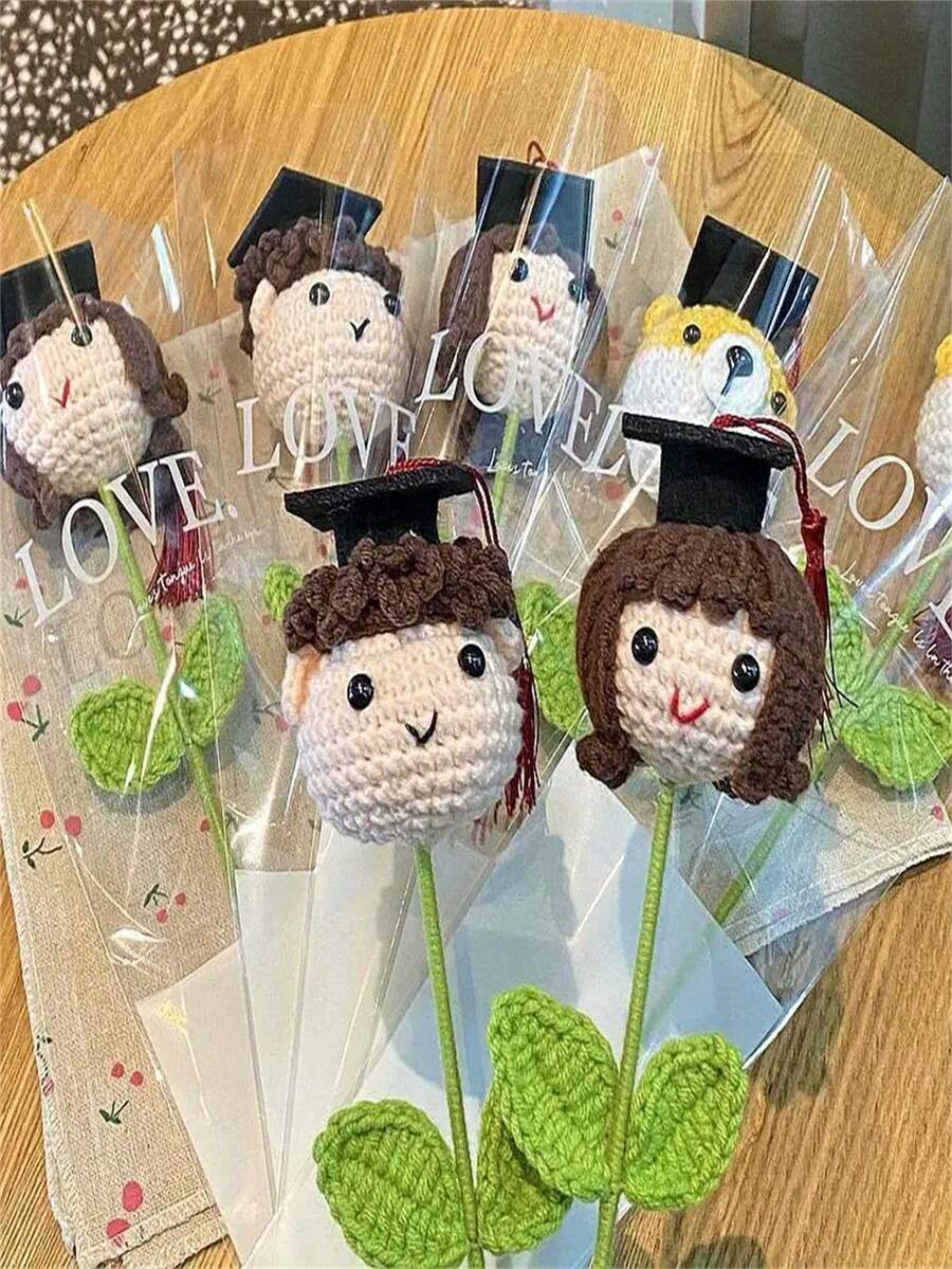 1PC Crochet Artificial Flower Doctoral Cap - Perfect For Graduation Party - Multicolor - View 1