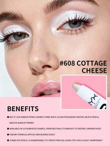 NYX 大号眼线笔 #608 乳霜色（珠光白）5g/0.18 盎司 - 可晕染的眼影棒和眼线笔，可快速上妆，可多用途眼线笔、眼影和眉笔 | 柔滑质地和优质材料 | 独特设计和紧凑包装 | 持久防水 | 百搭颜色 | 超值