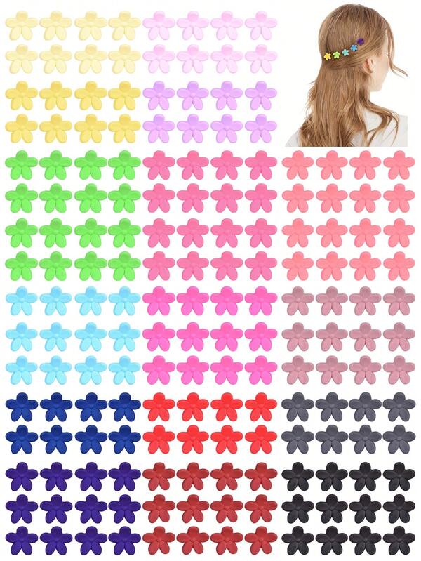 50 piezas Clips de pelo para niñas en una variedad de colores lindos, accesorios de pelo en miniatura con flores para niñas y adolescentes