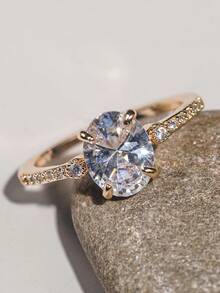 1 pieza Anillo de mujer con encanto de circonita cúbica para boda, compromiso, aniversario, fiesta, joyería, regalo del Día de San Valentín