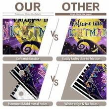 D72x43inch Fabric Welcome Little Nightmare Backdrop Halloween Pumpkin Moon Town Background Birthday Baby Shower Christmas Party Decorations Photo Booth Banner10