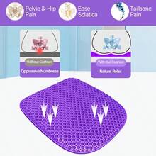 Large Gel Seat Cushion For Long Sitting With NonSlip CoverSoft And Breathable Seat Cushion For Chair Car Office Desk Chair Wheelchair 17" X 15" - 18英寸 x 17英寸 - 查看 5