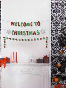 Ensemble de décorations de Noël, bannière murale avec lettres de Noël, flocons de neige et drapeaux. Décoration créative pour l'ambiance festive de Noël