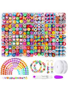 Boho Polymer Clay Beads Kit, Multi-Elements Polymer Clay Beads Kit For Jewelry Making, DIY Necklace Earring Bracelet Friendship Gifts, Accessories Making