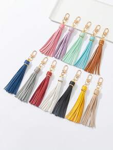 Minimalist Leather Tassel Bag Charm, 12pcs/Pack Mixed Color Bag Accessories - Multicolor - View 4