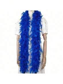 1/5PCS Artificial Colorful Feather Scarf 6.6ft Women Feather Scarf For Dance Wedding Party, Stage Decoration Holiday Party Headdress Accessories Costume Accessories, Scarf Decoration For Birthday Party, Horse Racing, Tea Party, New Year's Eve, Concert And Home Decoration, Dance Wedding, Stage Performance, Carnival Costume And Accessories, Party Supplies, Ideal For Gift Giving