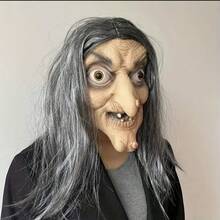 1pc Scary Old Witch Mask - Horror Role Play Costume, Latex Lady Mask, Old Witch Outfit, Everyday Cosplay Prop