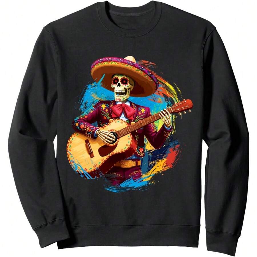 Sudadera Con Diseño De Esqueleto Mexicano Día De Muertos Día De Los Muertos - Oscuro - Ver 1