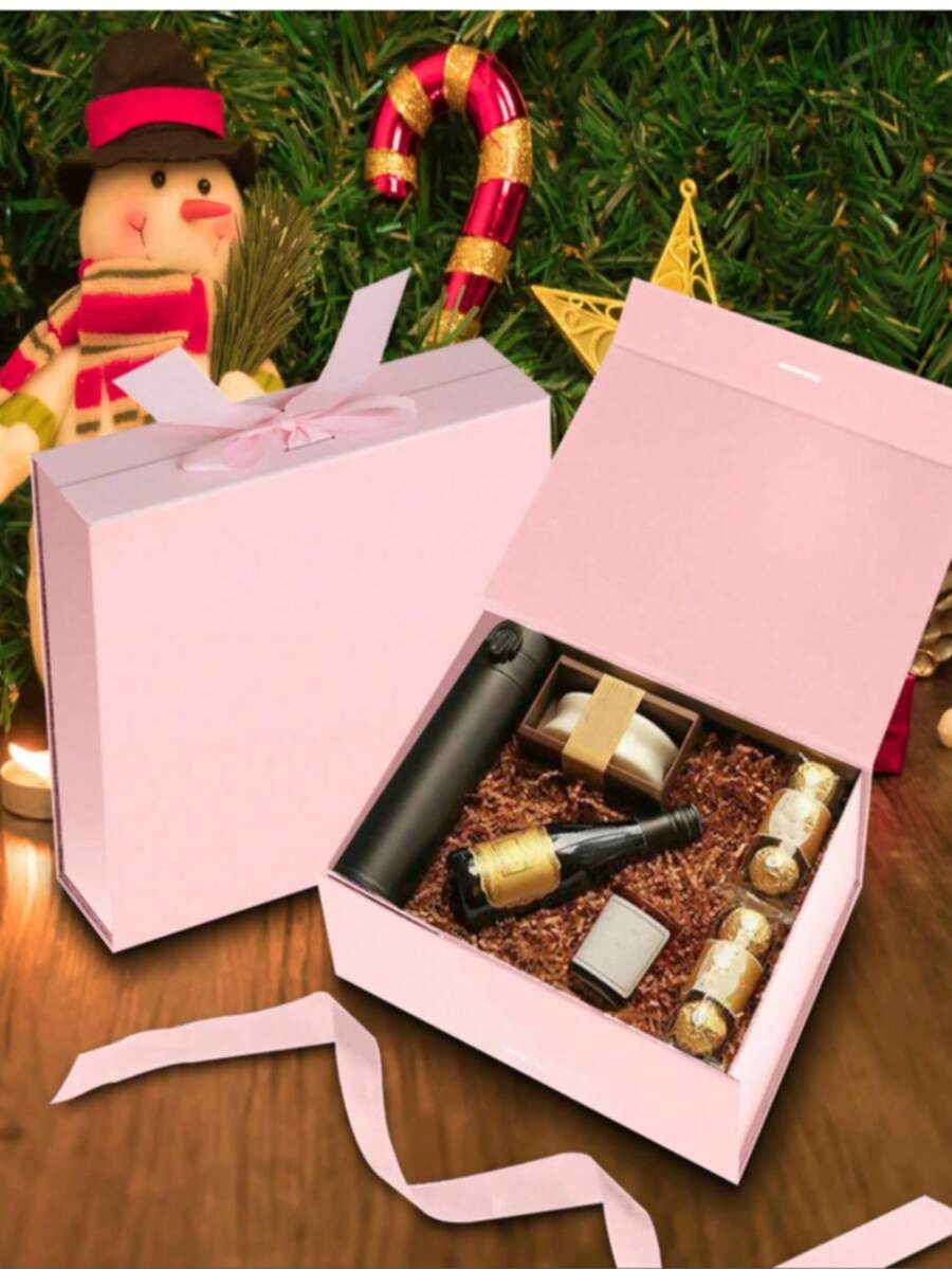 1 صندوق هدايا قابل للطي أحادي اللون، صندوق تغليف، صندوق هدايا عيد، هدية متعددة الاستخدامات للعائلة والأصدقاء