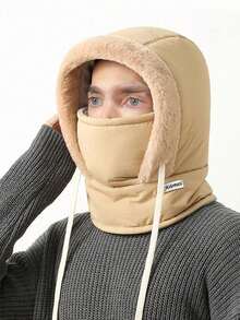 1pc Thermal Lined Windproof Ski Mask Neck Warmer Hat, Unisex Winter Warm Cycling Ski Cap