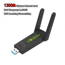 KZ VAORLO 1300Mbps USB3.0 WiFi Adapter Dual Band 2.4G 5Ghz Free Driver Wireless WiFi Dongle Antenna USB Ethernet Network Card Receiver High-Speed Strong Signal Plug And Play For PC Win 10/11