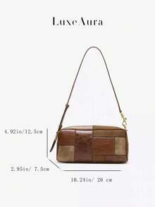 Vintage Maple Leaf Color Patchwork Design One Shoulder Pillow Bag, Fashion Versatile Handbag For Autumn/Winter - Multicolor - View 4