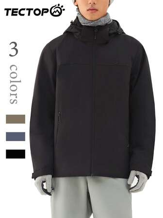 TECTOP Men's Padded Coat For Outdoor, Autumn/Winter, With Zipper Pockets, Hooded, Soft And Comfortable, Suitable For Hiking And Trekking