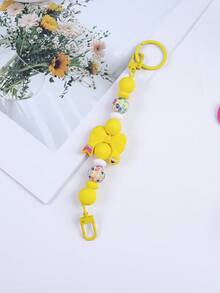 1pc Bowknot Silicone Beaded Colorful Keychain, Tassel Charm Wristlet Keyring, Bag Pendant Accessory, Key Chain, Car Key Anti-Lost Chain, Gift For Friends, Family, Teachers, Back To School Christmas