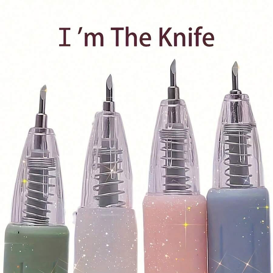 4-Pack Retractable Craft Knife Pens - Press-To-Extend Precision Cutters For Paper, Card Making, And Unboxing - Durable PP Material For All-Season Use - 彩色 - 查看 1