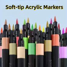 80pcs Acrylic Marker Pen, Small Black Box, Soft Tip, Non-Permeable Paper, Stackable Color Pen, Art Special Pen, Waterproof Quick-Drying Set Pen