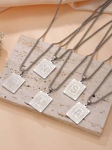 Stainless Steel Initial Letter Pendant Necklace, Durable Modern Single Letter Charm Gift, Elegant Design Suitable For Casual And Formal Occasions