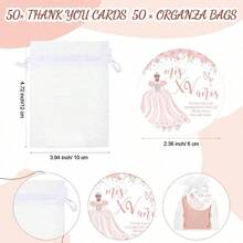 Wenqik 50 Set Quinceanera Party Favors For Guests Include Rose Compact Mirror Quinceanera Card And Organza Bag Mis Xv Aos Sweet 15th Birthday Party Favors Champagne - 香檳色 - 查看 3