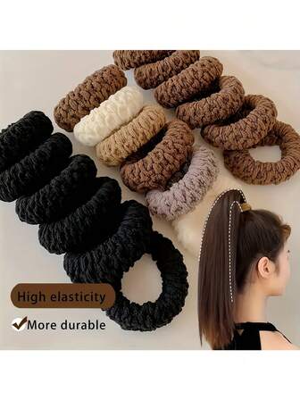 10 Pcs No Damage Hair Ties Thick Hair Elastic Rubber Bands Hair Accessories Scrunchies Seamless For Women ,Ponytail Holders ,Hair Elastics ,Hair Rubber Bands ,Hair Rope