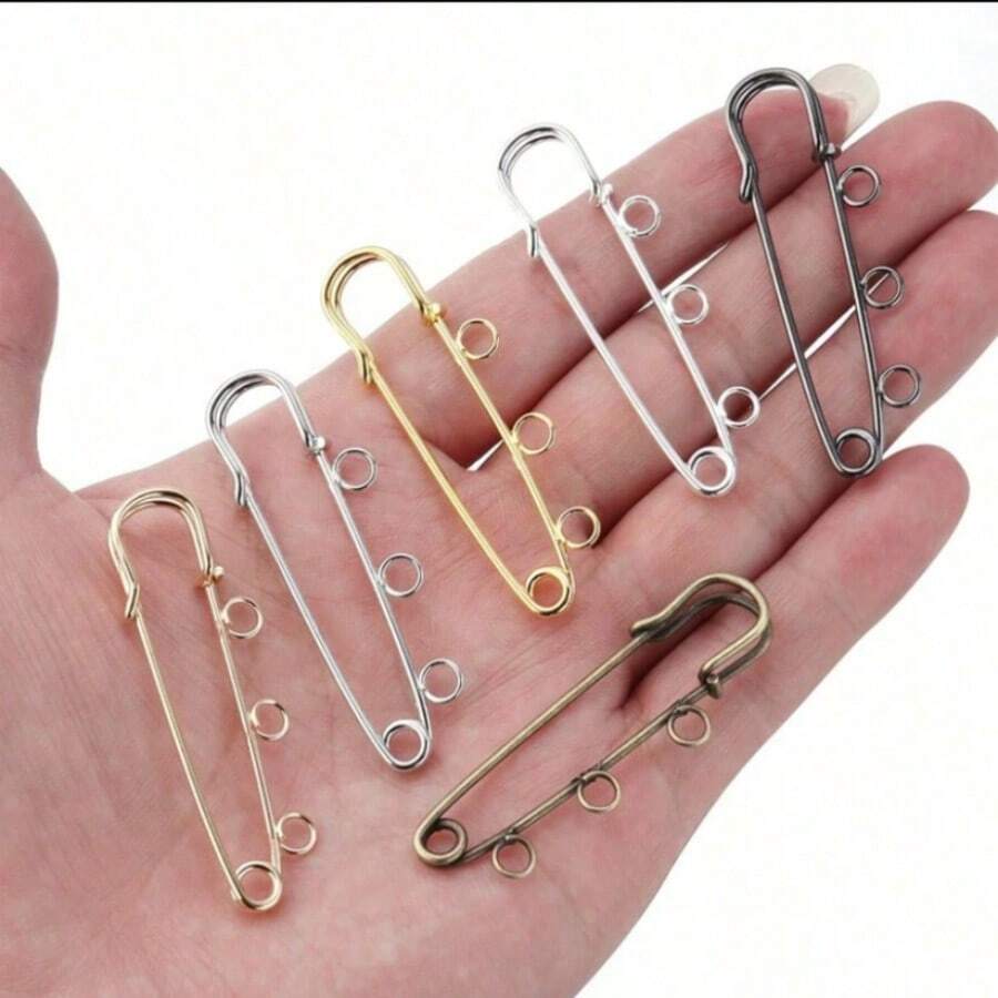 5pcs Iron 3-Hole 5-Hole Extra-Large Brooch Pins, Suitable For Brooch DIY School Office Accessories Shirts Jacket Jewelry Christmas Halloween Clothes Pin Funny Cute Teacher Gifts Costume Accessories Bag Charms