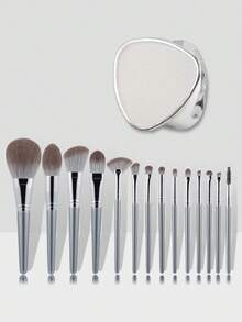15pcs 1pc Foot Grinder And 14pcs Makeup Brushes Hypoallergenic Nylon BristlesSilvery Makeup Brush Set ABS Handle Full Set Of Eye Shadow Powder And Powder Blusher Powder For All Skin Types Professional Kabuki Makeup Brush Set,Brush Set,Makeup Brush Kit,Make Up Brush Set,Make Up Set Complete,Makeup Brush Set,Complete Makeup Kit,Brush Kit,Brushes Makeup Set,Makeup Gift Set,Set