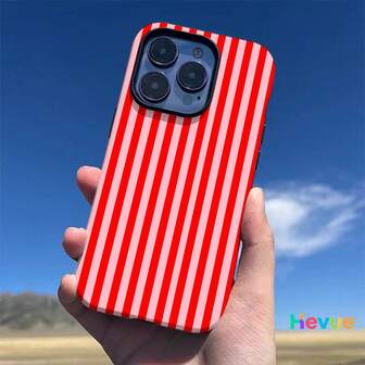 Fashionable Striped, Red And White,Dual-Layer Protective Phone Case For Phone 17,17pro Max,17pro,17air,16,16e,16 Pro Max, 15,15plus,15 Promax,15 Pro,14,14pro,14 Pro Max,14 Plus, 13, 13pro Max,13pro,11, 12, 12pro,12 Pro MaxXS, 8 Plus, 7 Glossy