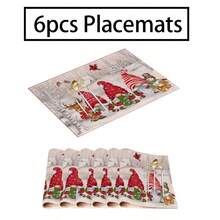 2/4/6pcs Christmas Happy Placemats, Gray Gnome Fantasy Snow Tree Branch Design Rectangular Placemats, 12x18 Inch, Suitable For Kitchen, Dining Room, Coffee, Party/Wedding Decor, Seasonal Winter Christmas Table Mats, Home Dining Table Decor, Party Decor, Christmas Decor, Holiday, Dining, Home Decor