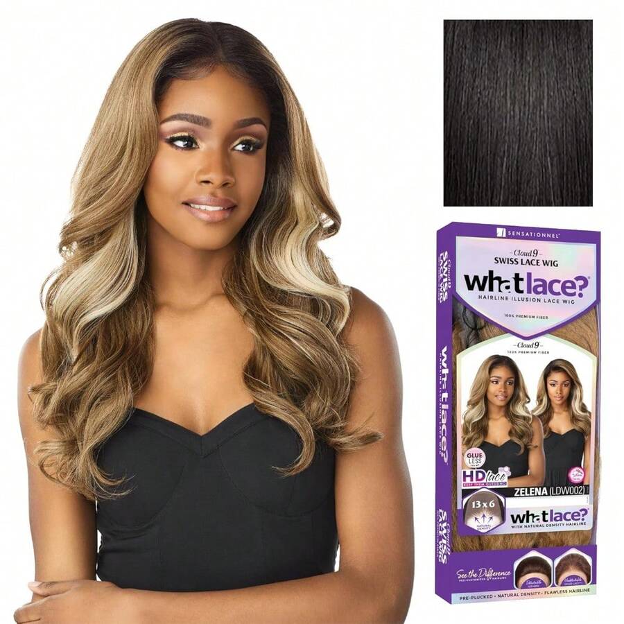Local Shippingt Lace 13X6 Wigs - Zelena Lacefrontal Hand Tied Glueless Synthetic With Natural Density Preplucked Hairline - 1B OFFBLACK - 查看 1