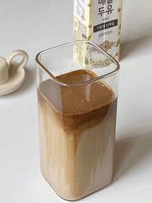 1Pc 400ml Heat-Resistant Glass Tumbler With Lid, Straw And Flat Base For Coffee, Milk Tea, Juice, Water (Home Use)